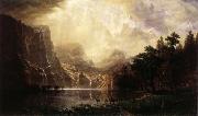 Albert Bierstadt Among the Sierra Nevada Mountains painting